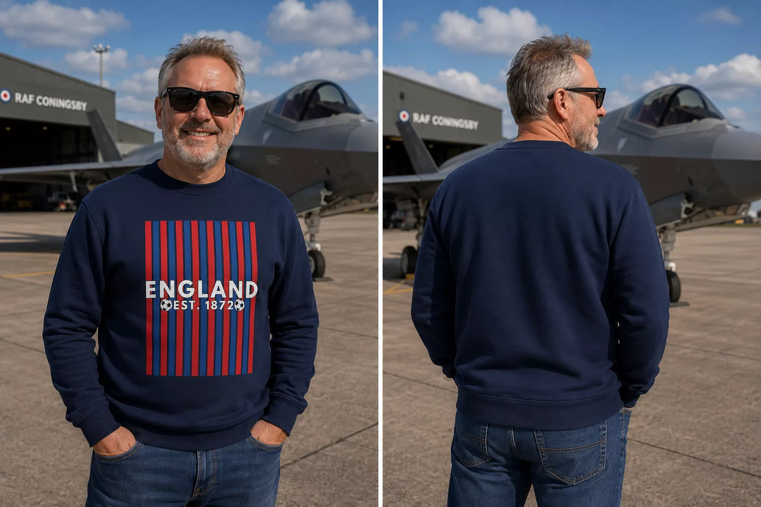 England Red Blue Stripe Classic Crewneck Sweatshirt