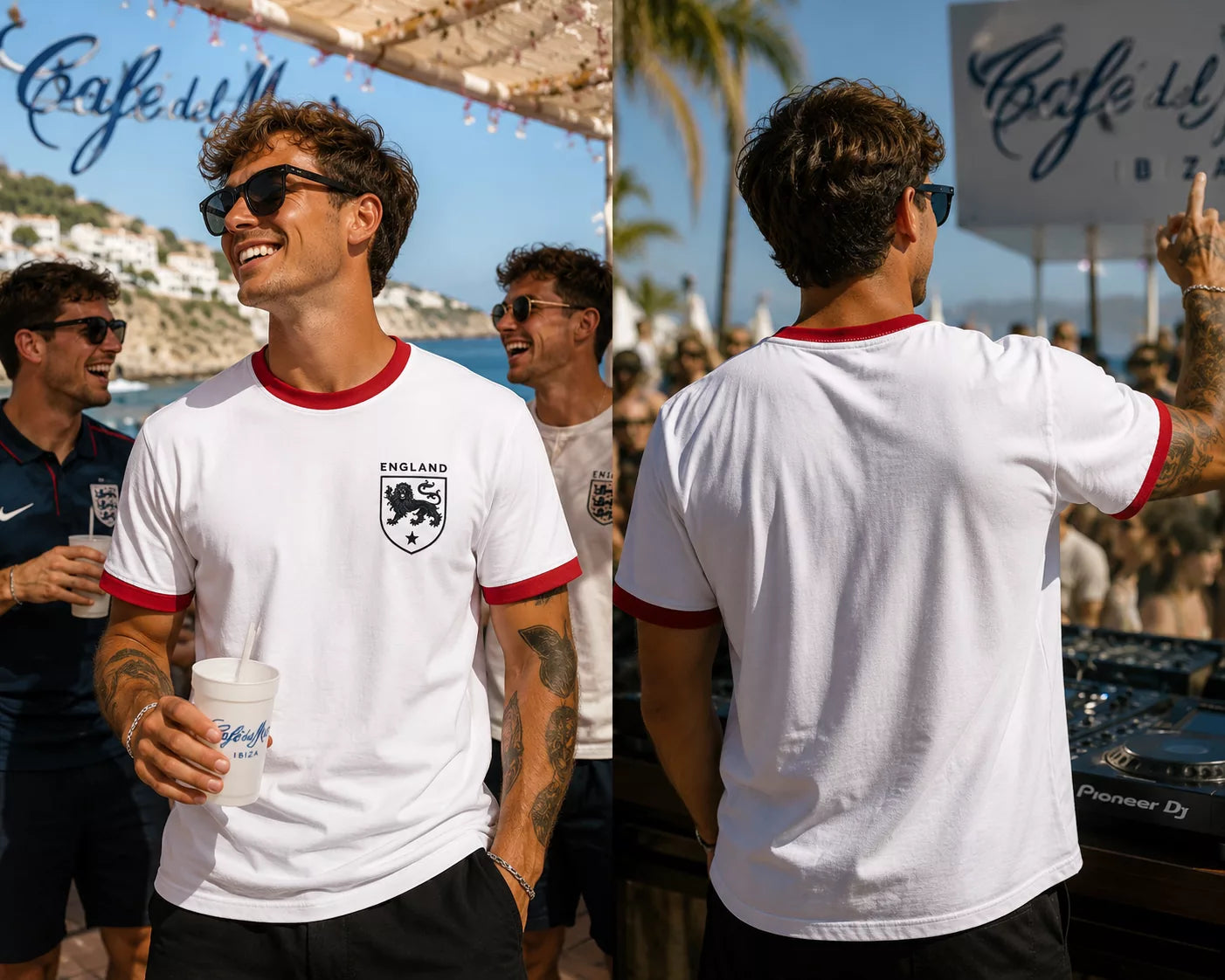 England Supporters Black Shield Ringer T-shirt