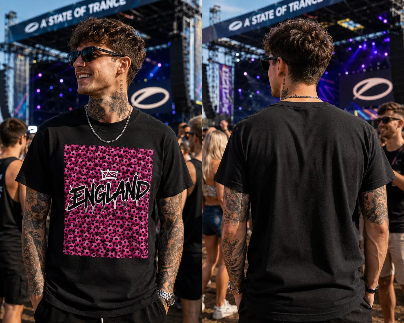England Crown Pink Football Streetwear T-Shirt