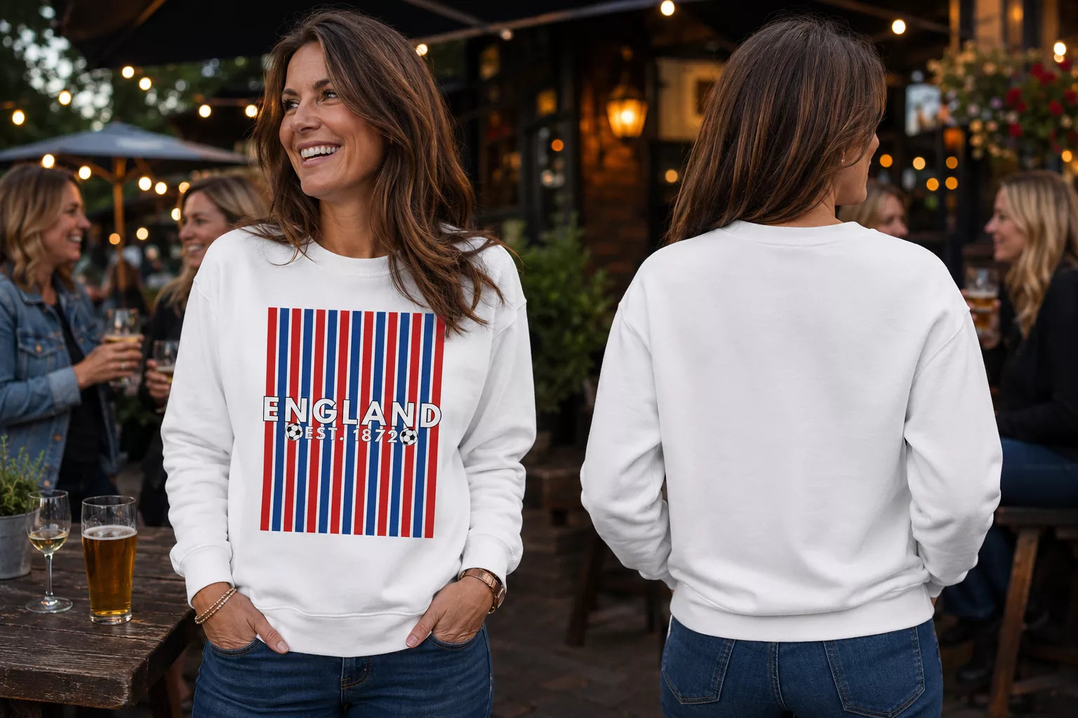 England Red Blue Stripe Classic Crewneck Sweatshirt